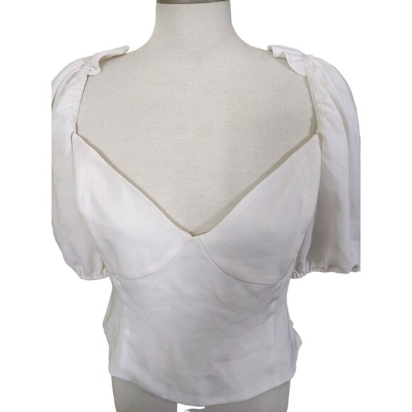 Aritzia Wilfred Novella Babydoll Smocked Crop Top Plus 1X Cream Puff Sleeve Y2K - Picture 2 of 8